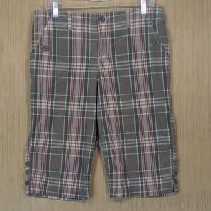 Gloria Vanderbilt Capri Pants Womens 12 Plaid Green Casual‎ Colorful